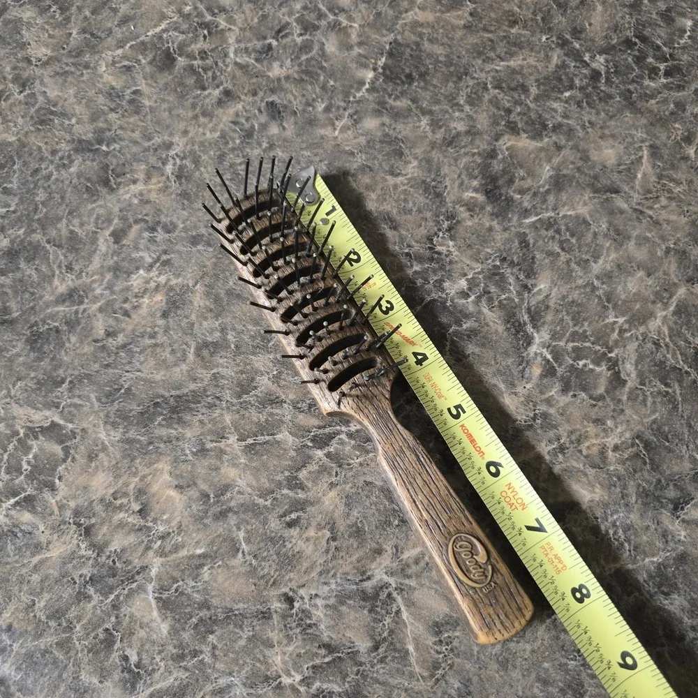 Vintage Goody Faux Wood Grain Hair Brush Nylon‎ Bristles Smoothing Brown 7.5